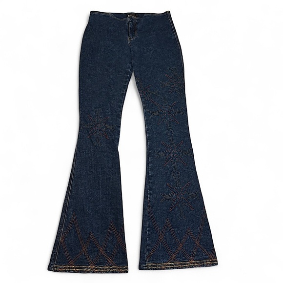 JNCO Denim - VTG y2k JNCO Flare Jeans Sz 5 Low Rise Star Embroidered Retro Rave Denim USA